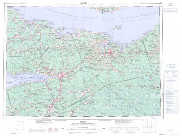 Printable Truro Topographic Map 011E at 1:250,000 scale