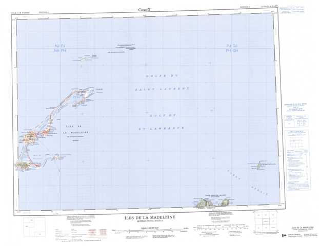 Printable Iles De La Madeleine Topographic Map 011N at 1:250,000 scale