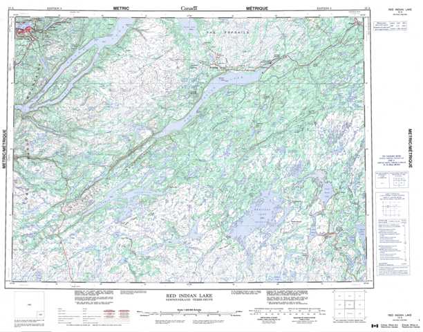 Red Indian Lake Topographic Map that you can print: NTS 012A at 1:250,000 Scale