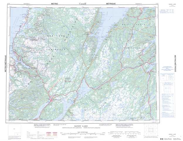 Printable Sandy Lake Topographic Map 012H at 1:250,000 scale