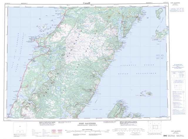 Port Saunders Topographic Map that you can print: NTS 012I at 1:250,000 Scale