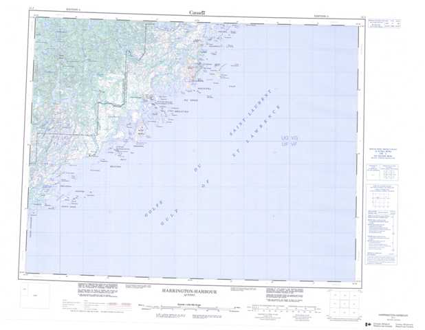 Harrington Harbour Topographic Map that you can print: NTS 012J at 1:250,000 Scale