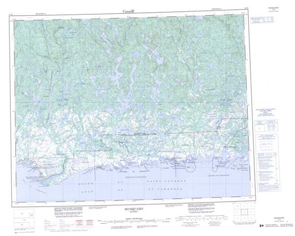 Printable Musquaro Topographic Map 012K at 1:250,000 scale