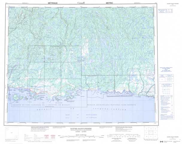 Printable Havre-Saint-Pierre Topographic Map 012L at 1:250,000 scale
