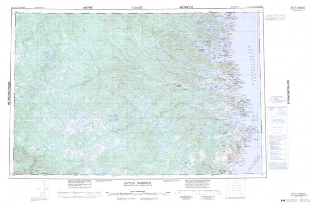 Printable Battle Harbour Topographic Map 013A at 1:250,000 scale