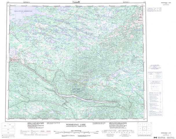 Printable Winokapau Lake Topographic Map 013E at 1:250,000 scale