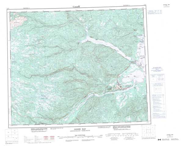 Printable Goose Bay Topographic Map 013F at 1:250,000 scale