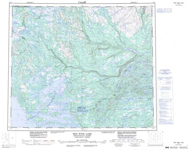 Printable Red Wine Lake Topographic Map 013L at 1:250,000 scale