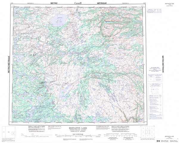 Printable Mistastin Lake Topographic Map 013M at 1:250,000 scale