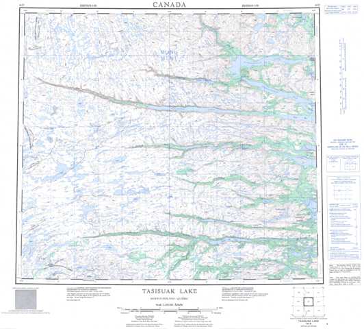 Printable Tasisuak Lake Topographic Map 014D at 1:250,000 scale