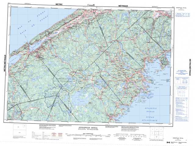 Printable Annapolis Royal Topographic Map 021A at 1:250,000 scale