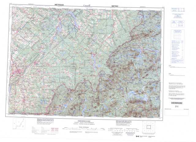 Printable Sherbrooke Topographic Map 021E at 1:250,000 scale