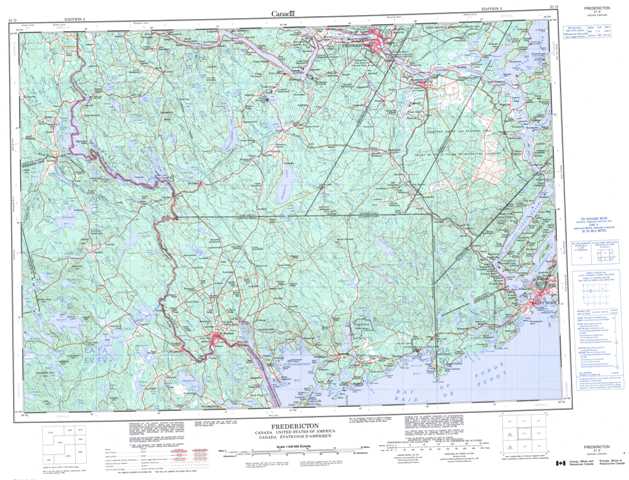 Printable Fredericton Topographic Map 021G at 1:250,000 scale