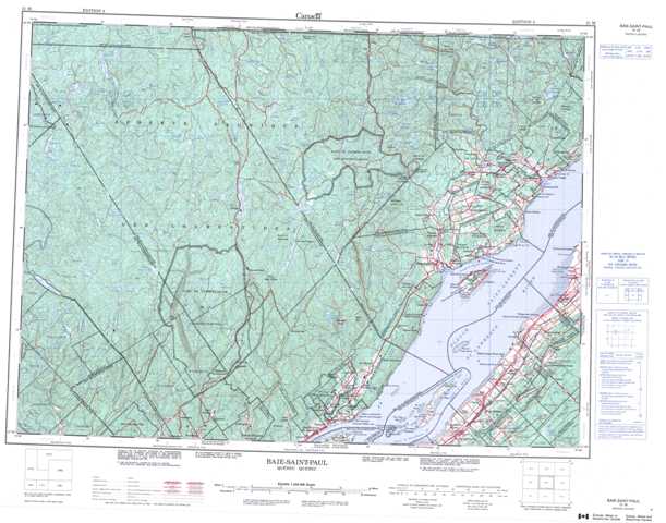 Printable Baie-Saint-Paul Topographic Map 021M at 1:250,000 scale