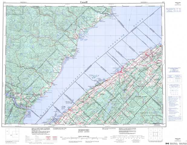 Printable Rimouski Topographic Map 022C at 1:250,000 scale