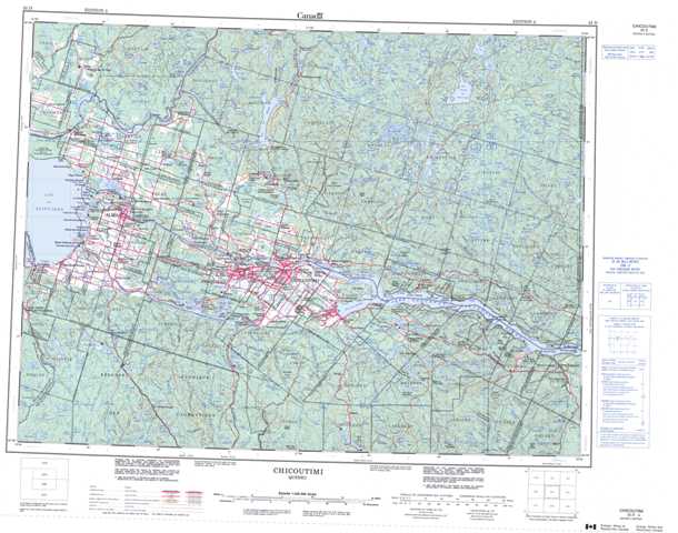 Printable Chicoutimi Topographic Map 022D at 1:250,000 scale