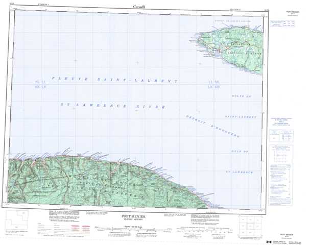 Printable Port-Menier Topographic Map 022H at 1:250,000 scale