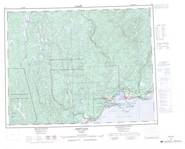 Printable Sept-Iles Topographic Map 022J at 1:250,000 scale