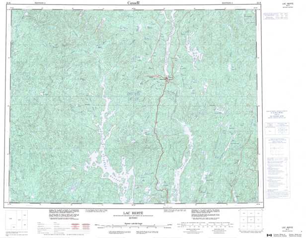 Printable Lac Berte Topographic Map 022K at 1:250,000 scale