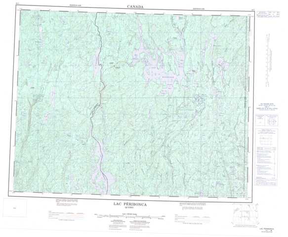 Printable Lac Peribonca Topographic Map 022L at 1:250,000 scale