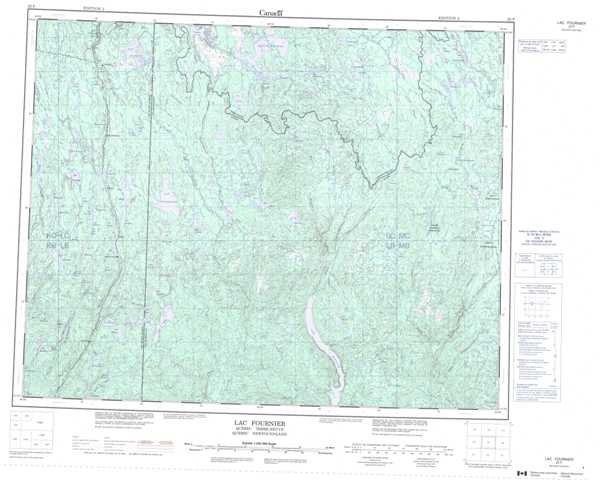 Printable Lac Fournier Topographic Map 022P at 1:250,000 scale