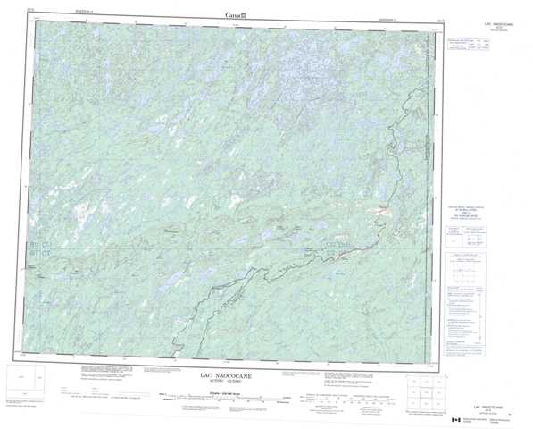 Printable Lac Naococane Topographic Map 023D at 1:250,000 scale