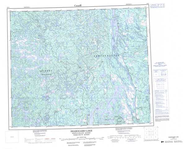 Printable Shabogamo Lake Topographic Map 023G at 1:250,000 scale