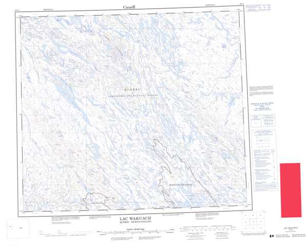 Printable Lac Wakuach Topographic Map 023O at 1:250,000 scale