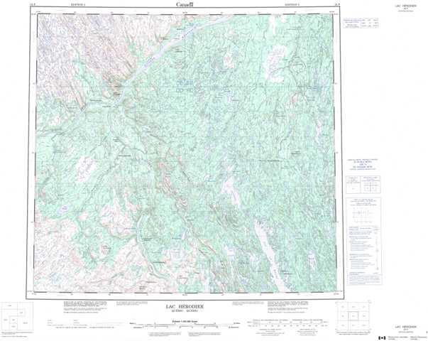 Printable Lac Herodier Topographic Map 024F at 1:250,000 scale