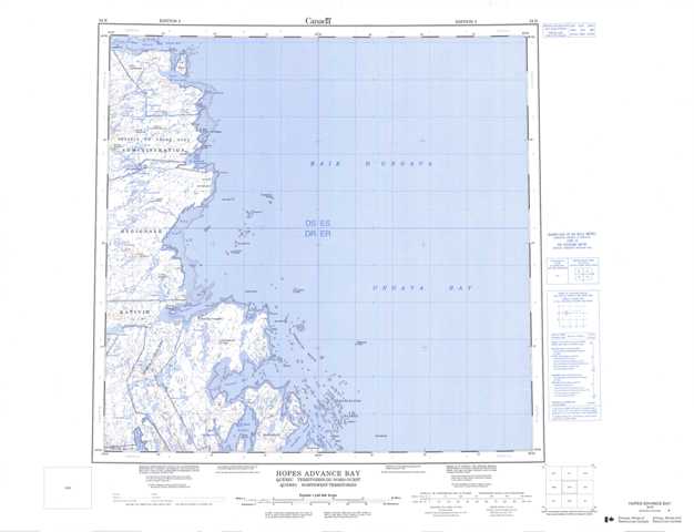 Hopes Advance Bay Topographic Map that you can print: NTS 024N at 1:250,000 Scale