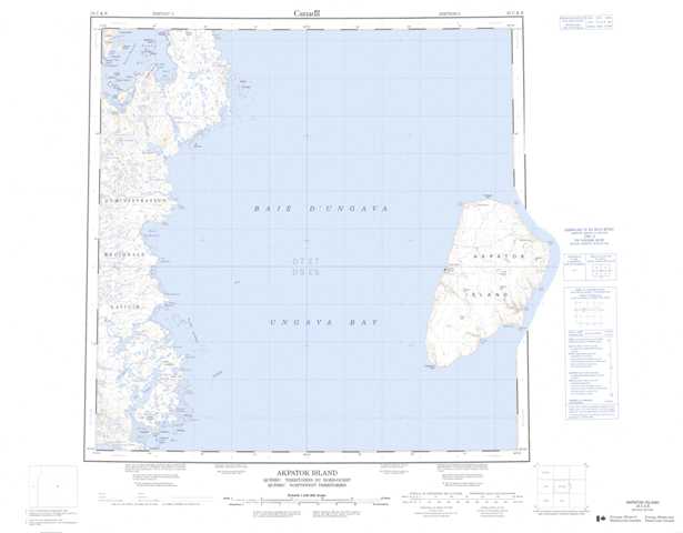 Printable Akpatok Island Topographic Map 025C at 1:250,000 scale