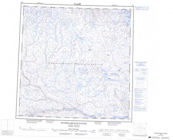 Printable Riviere Arnaud (Payne) Topographic Map 025D at 1:250,000 scale
