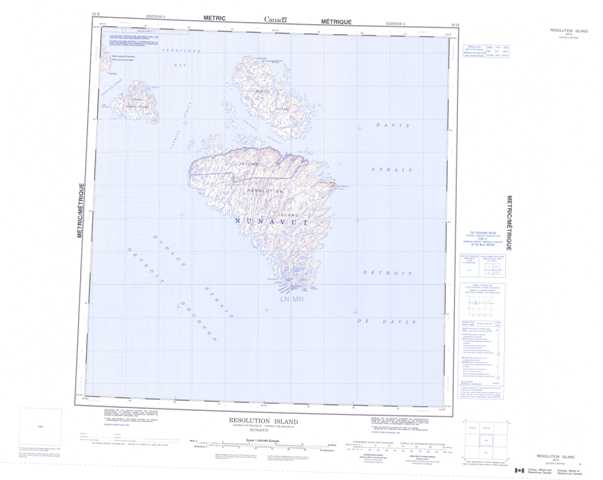Printable Resolution Island Topographic Map 025H at 1:250,000 scale