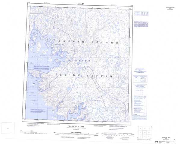 Printable Markham Bay Topographic Map 025M at 1:250,000 scale