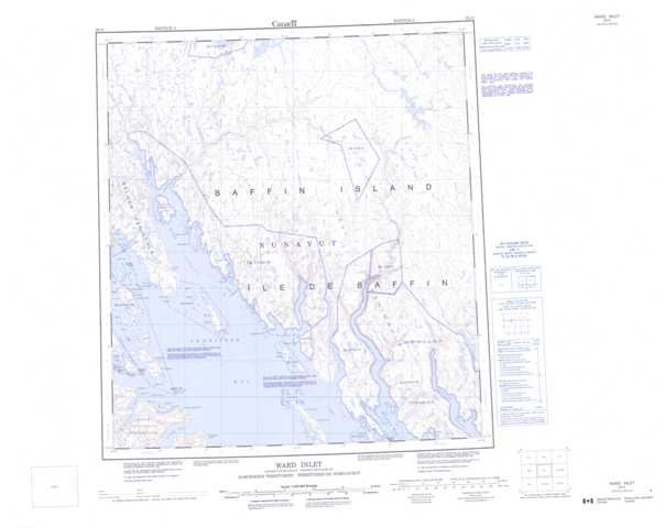 Printable Ward Inlet Topographic Map 025O at 1:250,000 scale