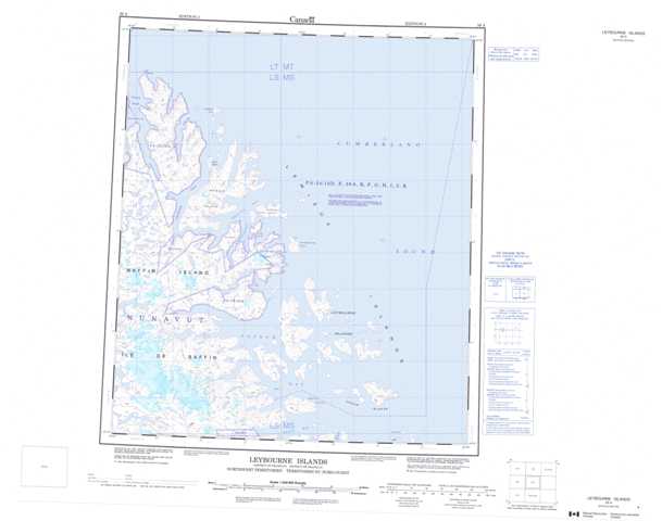 Printable Leybourne Islands Topographic Map 026A at 1:250,000 scale