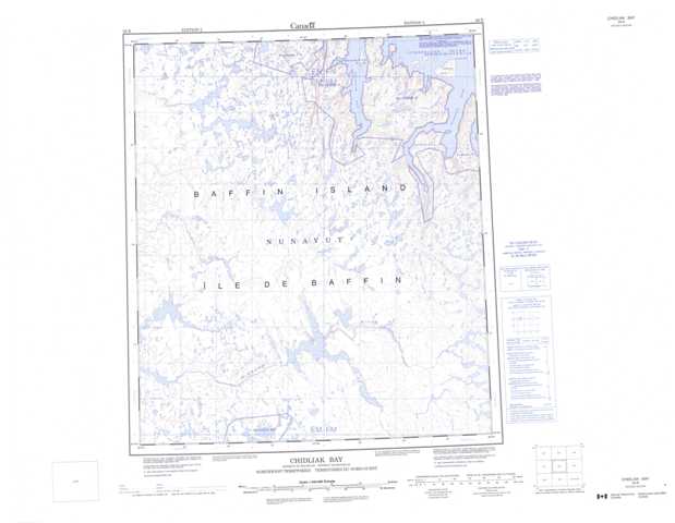 Printable Chidliak Bay Topographic Map 026B at 1:250,000 scale