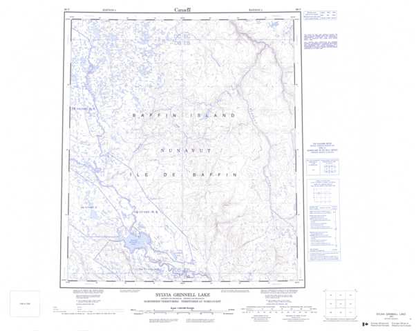 Printable Sylvia Grinnell Lake Topographic Map 026C at 1:250,000 scale