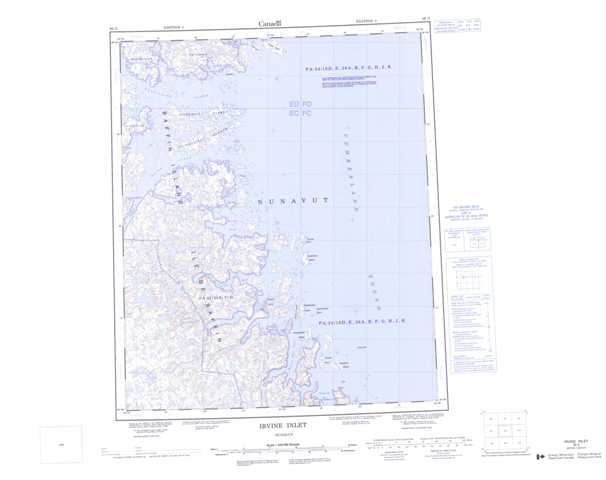 Printable Irvine Inlet Topographic Map 026G at 1:250,000 scale