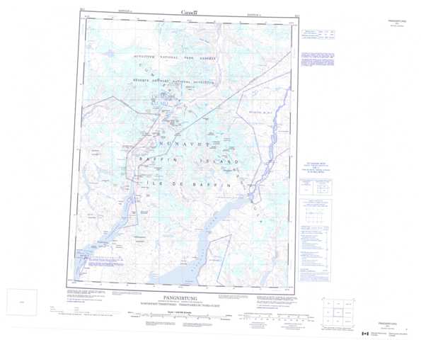 Pangnirtung Topographic Map that you can print: NTS 026I at 1:250,000 Scale