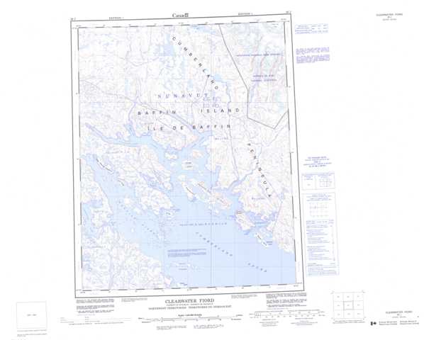 Printable Clearwater Fiord Topographic Map 026J at 1:250,000 scale