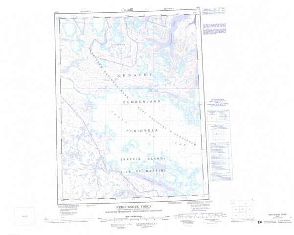 Printable Nedlukseak Fiord Topographic Map 026O at 1:250,000 scale