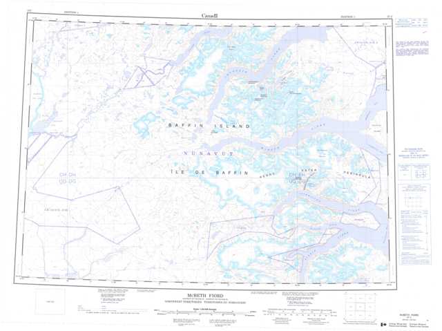Printable Mcbeth Fiord Topographic Map 027C at 1:250,000 scale