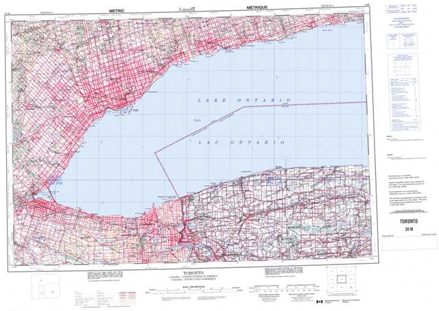 Printable Toronto Topographic Map 030M at 1:250,000 scale