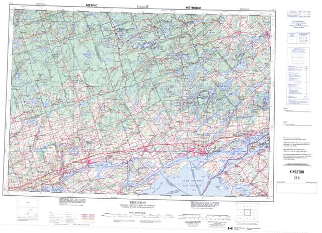 Printable Kingston Topographic Map 031C at 1:250,000 scale