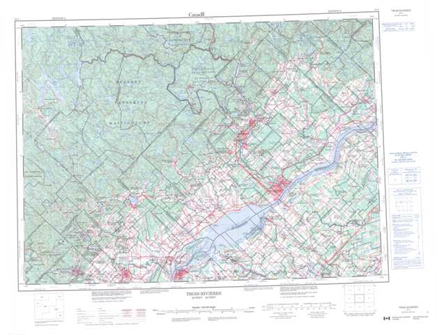 Printable Trois-Rivieres Topographic Map 031I at 1:250,000 scale
