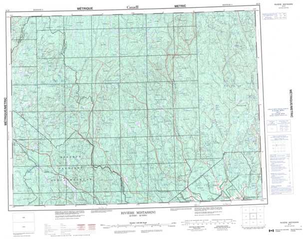 Printable Riviere Mistassini Topographic Map 032H at 1:250,000 scale