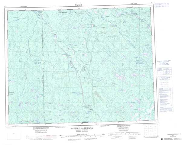 Printable Riviere Harricana Topographic Map 032L at 1:250,000 scale