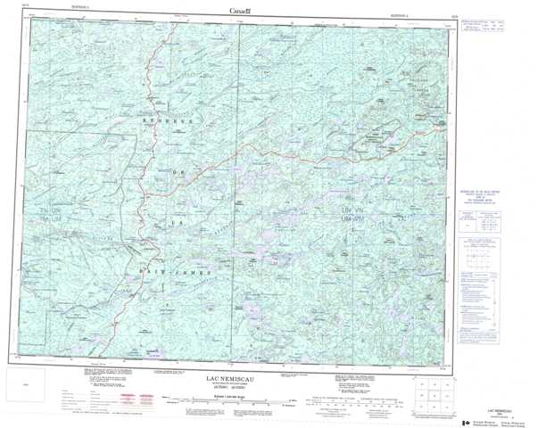 Printable Lac Nemiscau Topographic Map 032N at 1:250,000 scale