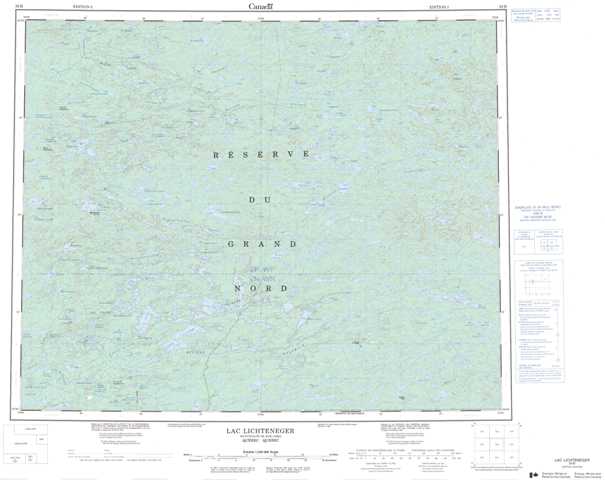 Lac Lichteneger Topographic Map that you can print: NTS 033B at 1:250,000 Scale